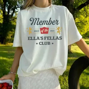 Ella’s Fellas Club T-Shirt, Retro Matching Group Shirt, Custom Name Girls Trip Tee, Vintage Bachelorette Party Outfit, Unisex Gift