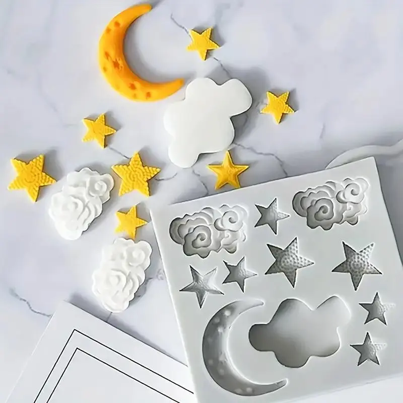 Creative Moon & Star & Cloud Shaped Silicone Mold, 1 Count Baking Tools DIY Baking Mold, Baking Decoration Mold for Cake & Cookie & Chocolate, Bakeware, Baking Supplies, Silicone Baking Molds