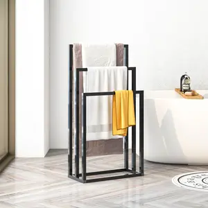 Metal Freestanding Towel Rack 3 Tiers Hand Towel Holder Organizer for Bathroom Accessories, Black or White, Towel Rack, Bathroom Clothing Storage, Standing Clothes Rack