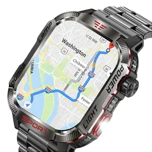 Bluetooth Call Smart Watch for Men 2.01-inch High-Resolution Screen GPS Compass Flashlight Waterproof 600mAh Battery Outdoor Sport Tracker Voice Assistant Multifunctional Mini Magnetic Car Sunglasses Wearable Adapter, Devices, Charging, Music