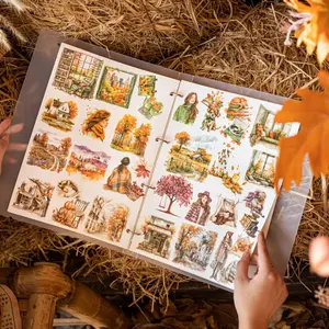 25 Sheets/bag Pet Sticker Pack, Autumn Diary Series Travel Theme, Handmade Journal Stationery Bottle Decoration Stickers, Handcraft