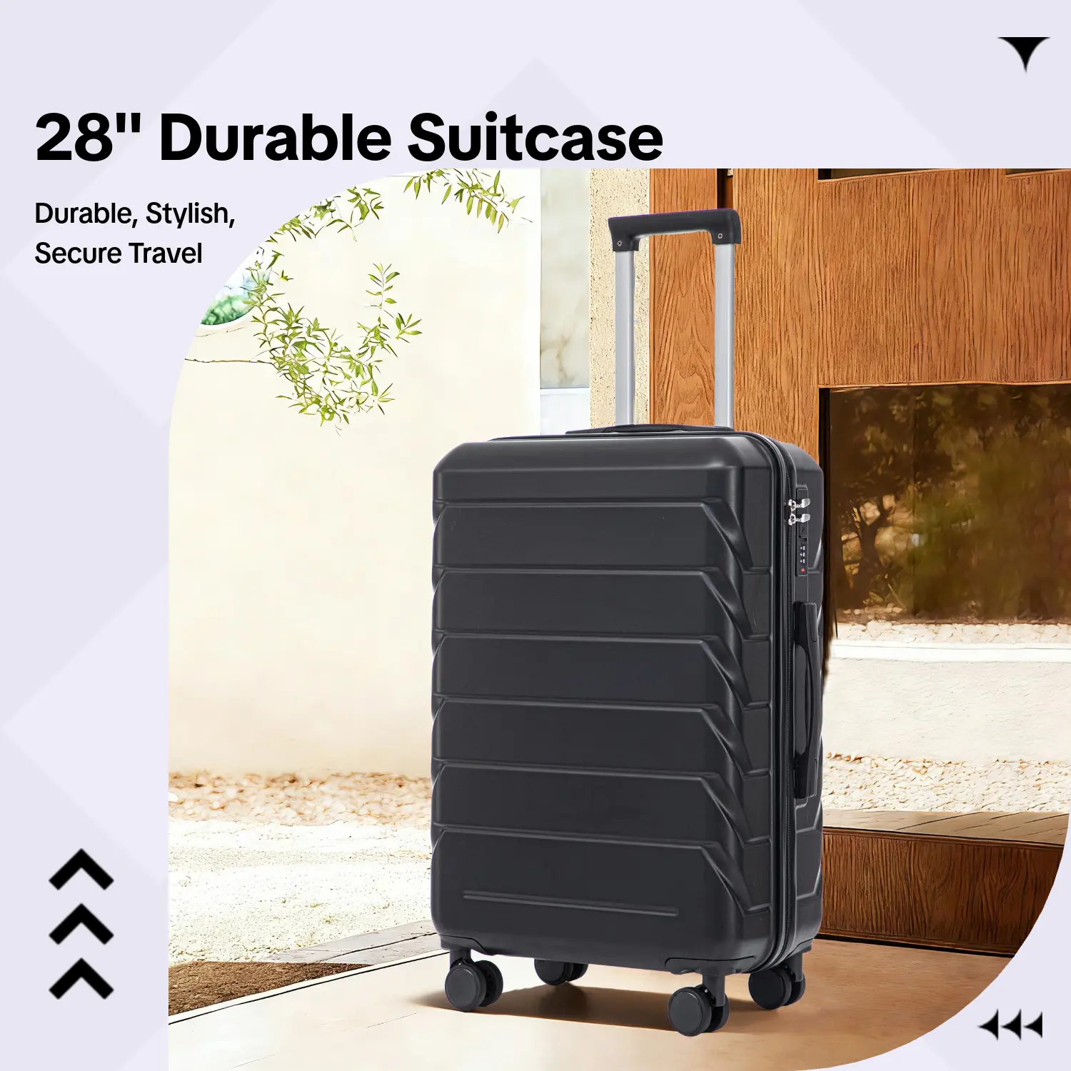 28-Inch ABS Hard Shell Large Checked Luggage - Scratch-Resistant Surface, 4 Multi-Directional Wheels, Combination Lock, Side Hanging Hooks, Multi-Color Options - For Long-Haul Travel Oversized Packing - P437148