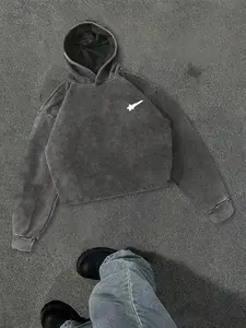 Unisex Cotton Hoodie for Autumn Winter, Vintage Washed Fabric, Casual Fashion Graphic Print Design, Comfortable Daily Wear