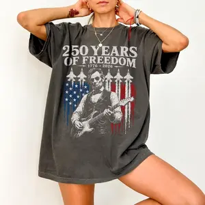 Abraham Lincoln Playing Electric Guitar Shirt, Patriotic Rock Tee, 1776 2026 USA 250th Anniversary, Vintage 4th of July Gift Comfort Colors
