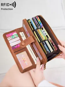 Vintage Long Wallet, Multi Card Slot Zipper Wallet, Large Capacity Multi Card Clutch Bag, Casual Trendy Versatile High-quality Daily  Card Holder Wallet, Stylish Wallet for Women & Men