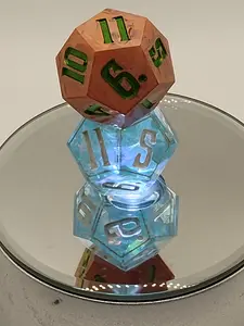 Daggerheart Twin d12 Dice by Critical Role – Gilded Holo Sky Hope & Emberstripe Fear