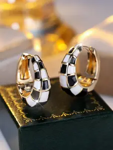 Fashionable Checkerboard Pattern Hoop Earrings, Statement Earrings, Fashion Jewelry for Party, Daily Clothing Decor, Trendy All-match & Exquisite Jewelry for Birthday Gift
