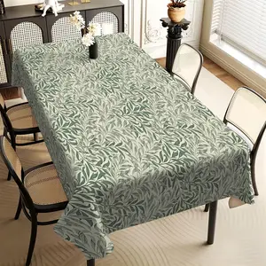 JIT 1pc 2D flat modern green leaf pattern rectangular tablecloth, for kitchen, living room, and dining table, kitchen accessory, party, room & outdoor decorative tablecloth, a tablecloth gift for friends
