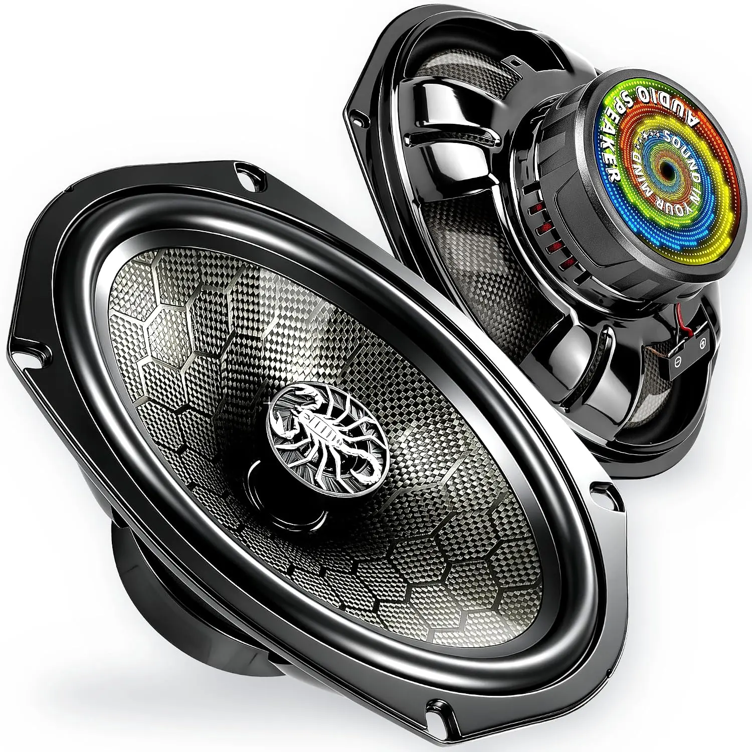 TANVSO CarbonForce 6x9 Speakers, 1000W Peak 4 Ohm 6x9 Car Speakers, 6 x 9 2-Way Coaxial Speakers with Honeycomb-Weave Carbon Fiber Cone, N48 Tweeter for Rear Deck & Door, 2 Pack