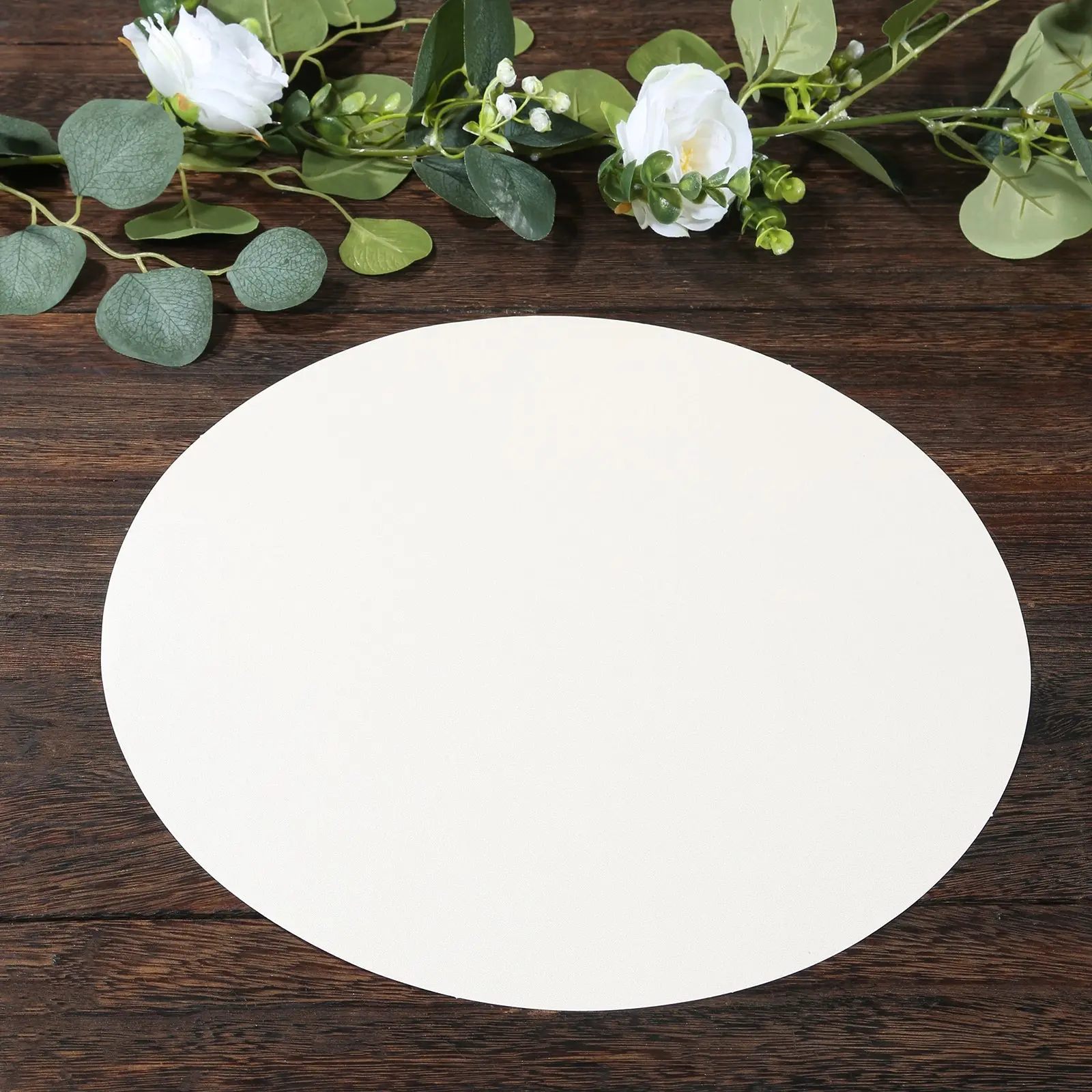 50-Pack Disposable Paper Placemats - 13" Round 120 GSM Pearl White Cardboard Tableware for Dining Tables, Kitchen Decor, BBQs, Banquets, Birthday & Wedding Events, Kitchen Decorative Placemat, Dinnerware