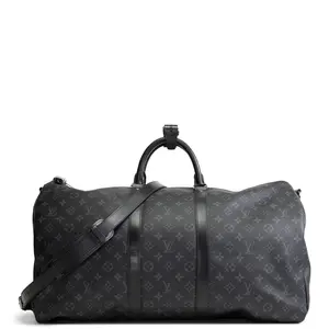 Pre-owned Louis Vuitton Coated Canvas Travel Bags Keepall Bandouliere Monogram Eclipse 55