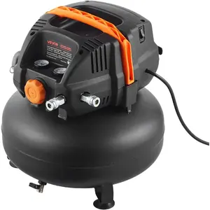 VEVOR 6 Gallon Air Compressor, 1.7HP 2.3CFM90PSI Portable Pancake Air Compressor 150PSI Max Pressure, 12-Piece Accessory Kit with 25FT Air Hose for Tire Inflation, Spray Painting, Woodwork NailingVEVOR Super Brand Day