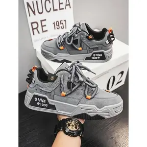 Men's Fashionable Lace Up Skateboarding Shoes, Casual Comfortable Breathable Sports Running Shoes, Male All-match Round Toe Shoes for Daily Wear, Outdoor Sneakers