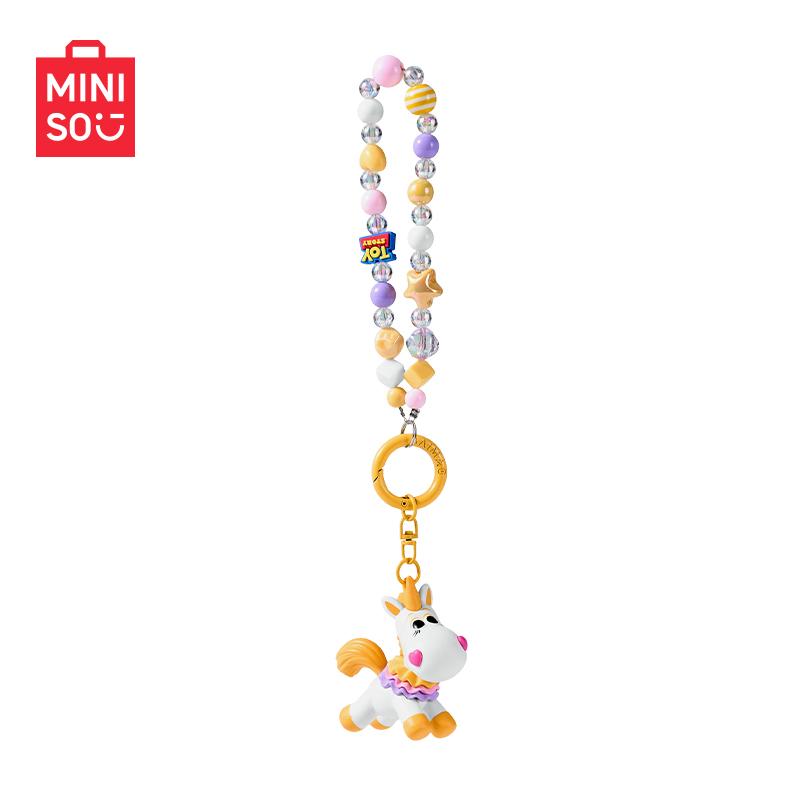 MINISO Toy Story Year of the Horse Beaded Keychain - Cute Buttercup Unicorn, Durable Kawaii Fashion Accessory, Keychain Attachment, Lightweight Colorful Unisex Bead Animal Cute Collectible, Ideal for Backpack, Car Key