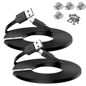 2 Pack 20FT Power Extension ,Flat Extension USB to  USB  Cord,Compatible with  Cam v4/v3/OG/v3 Pro,Blink,Nest Cam Indoor,Fire Kindle(Not for  Cam Pan v3,Not Type-C)