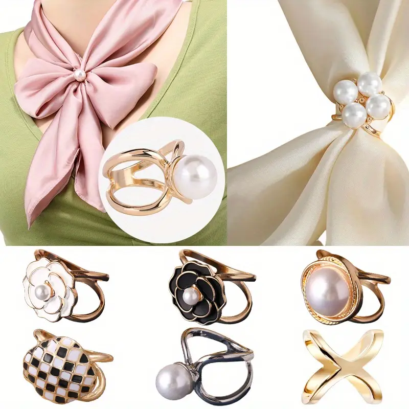 Versatile, Elegant Faux Pearl Clasp Pins for Women - 8 Stylish Designs, Ideal for Cardigans, Shawls, Scarves & Dresses | Vintage Luxury Alloy Jewelry