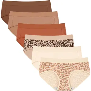 INNERSY Women’s Underwear Cotton Hipster Panties Mid Rise Briefs Tagless Wide Waistband 6 Pack