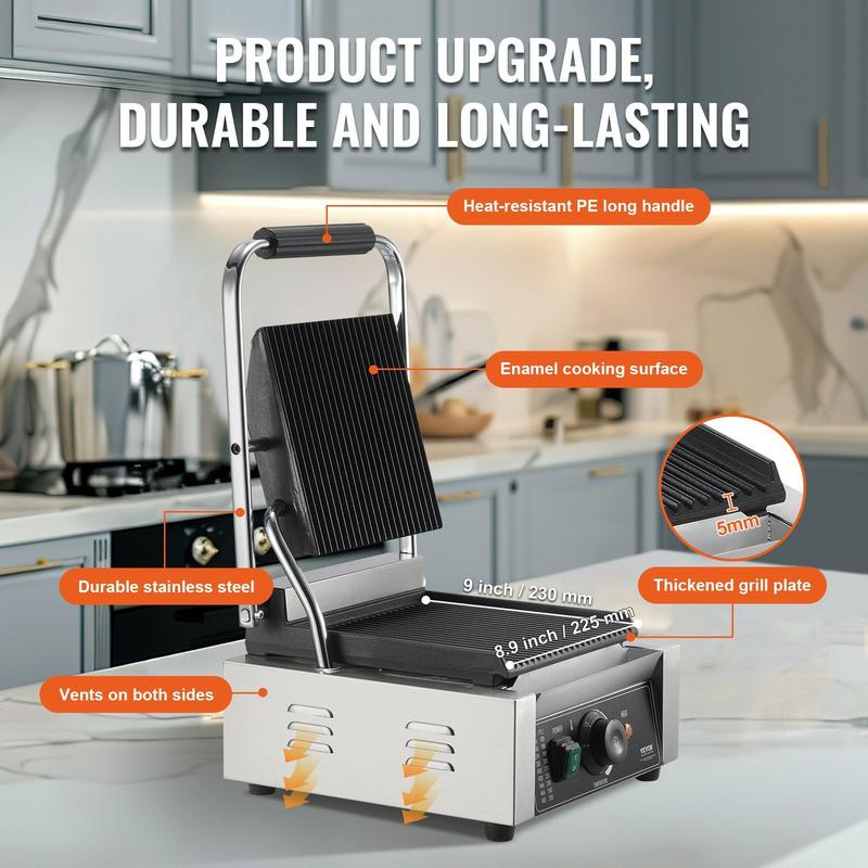 Spring new arrivals Commercial Panini Press Grill Electric Sandwich Maker Griddle Plate 9"x9" Spring new arrivals Commercial Panini Press Grill Electric Sandwich Maker Griddle Plate 9"x9"