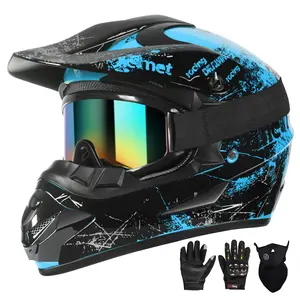 Spark Dirt Bike Helmets Youth Kids Adult Motocross - Men Women Off-Road ATV BMX Full Face Helmet w/ Goggles, Gloves & Mask, DOT Approved