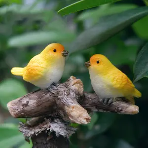 Hen and Chicken Bonsai Resin Crafts - Yellow Bird Figurines for Small Ornaments & DIY Landscape Potted Plants Succulent Decoration - Rural Garden Decor