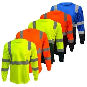 1 PACK - High Visibility Variety Pack with Solid Yellow and Orange or Two Tone Long Sleeve Safety Shirt Available in Yellow, Orange or Blue with Black Bottom Half - Birdeye Fabric(Raincoats)