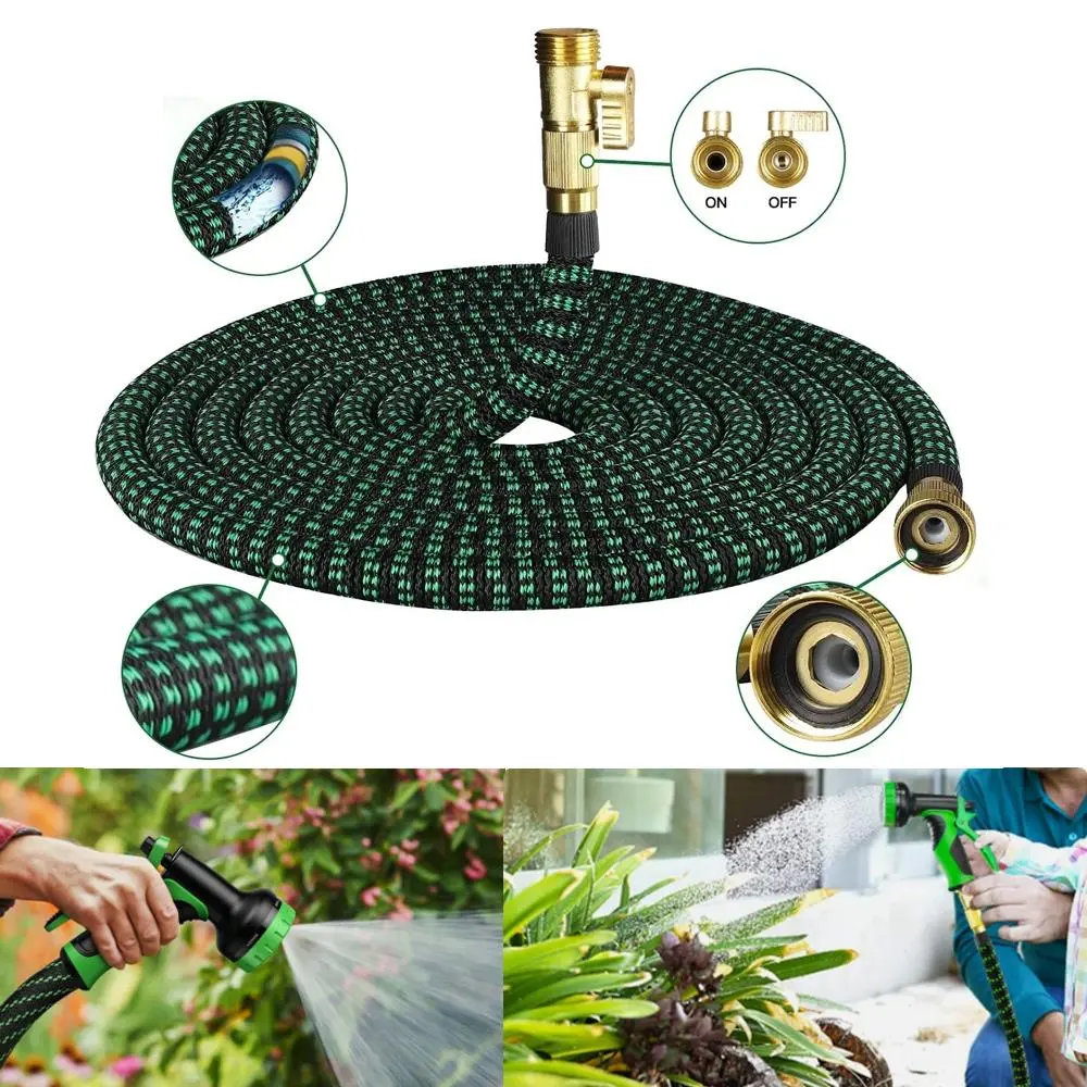 50FT Expandable Flexible Garden Hose with Copper Connectors, 10 Spray Modes, Powerful Jet Sprayer, Carry Bag, 4X Enhanced Durability, Easy Storage & Portability for Outdoor Gardening & Car Washing, Spray Control