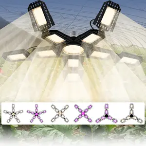 E27 LED Deformable Plant Light with 6/8/10 Adjustable Panels UV/IR Full Spectrum Greenhouse Tent Planting Growth Box Fill Lamp 100-277V Red Blue Sunlight Indoor Hydroponic Veg Fruit Flower Potted Moss Succulent Seeding Cultivation Lighting 288/432/528Leds