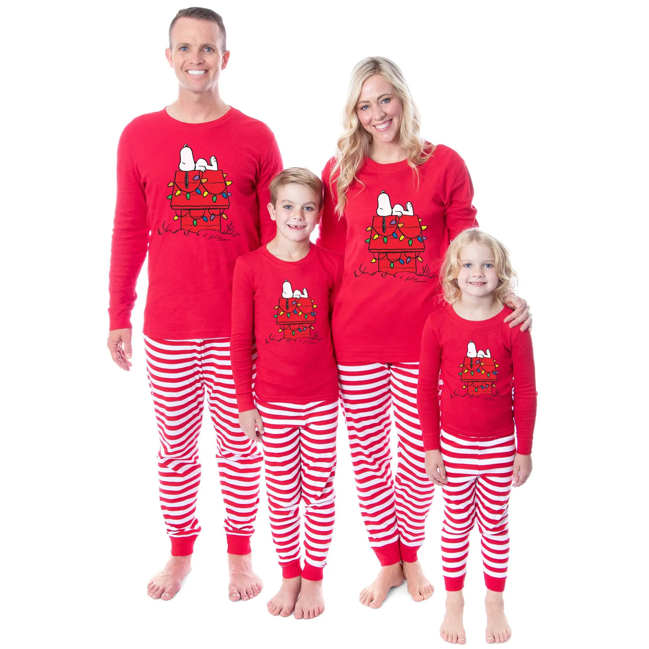 PJammy Peanuts Snoopy Pajama Set, Tight-Fit Matching Family Christmas Nightwear, 2-Piece Long Sleeve 100% Cotton Comic Apparel, Sleeves, Fitted
