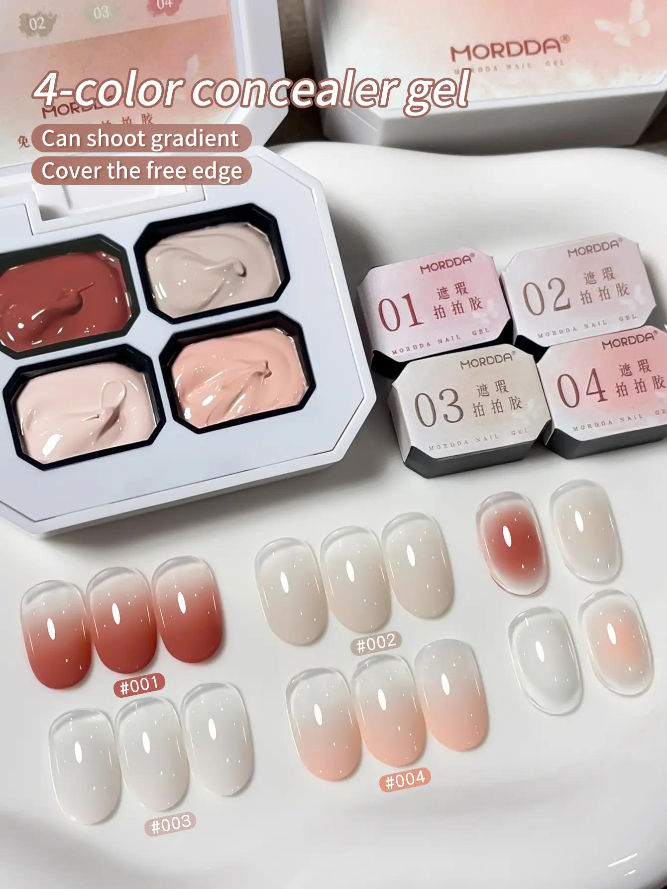 XEIJAYI 4pcs 5g 【TPO&HEMA Free】4-Grid Concealer Patting Gel, Multi-Shade Face Concealer, Buildable Coverage, Lightweight Blendable Texture, Smooth Natural Finish, Easy Color Mixing, Portable Makeup for Daily Looks and Quick Touch-Ups