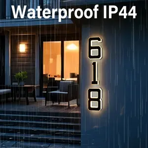 9 Inch Outdoor Lighting House Number Light, Solar Powered LED Address Sign, Wall-Mounted, Light Up Door Numbers For Home, Garden, Garage Decoration, No Wiring Required