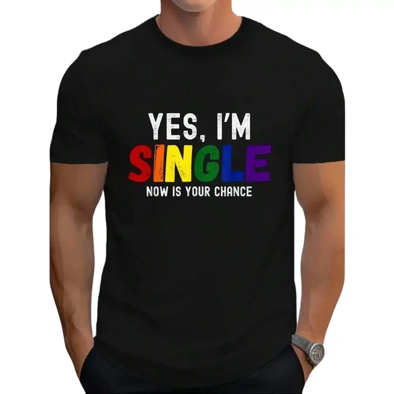 Yes I'm Single Now Is Your Chance Pride Lgbt Gays Lesbians T-Shirt for Women Men  Clothing
