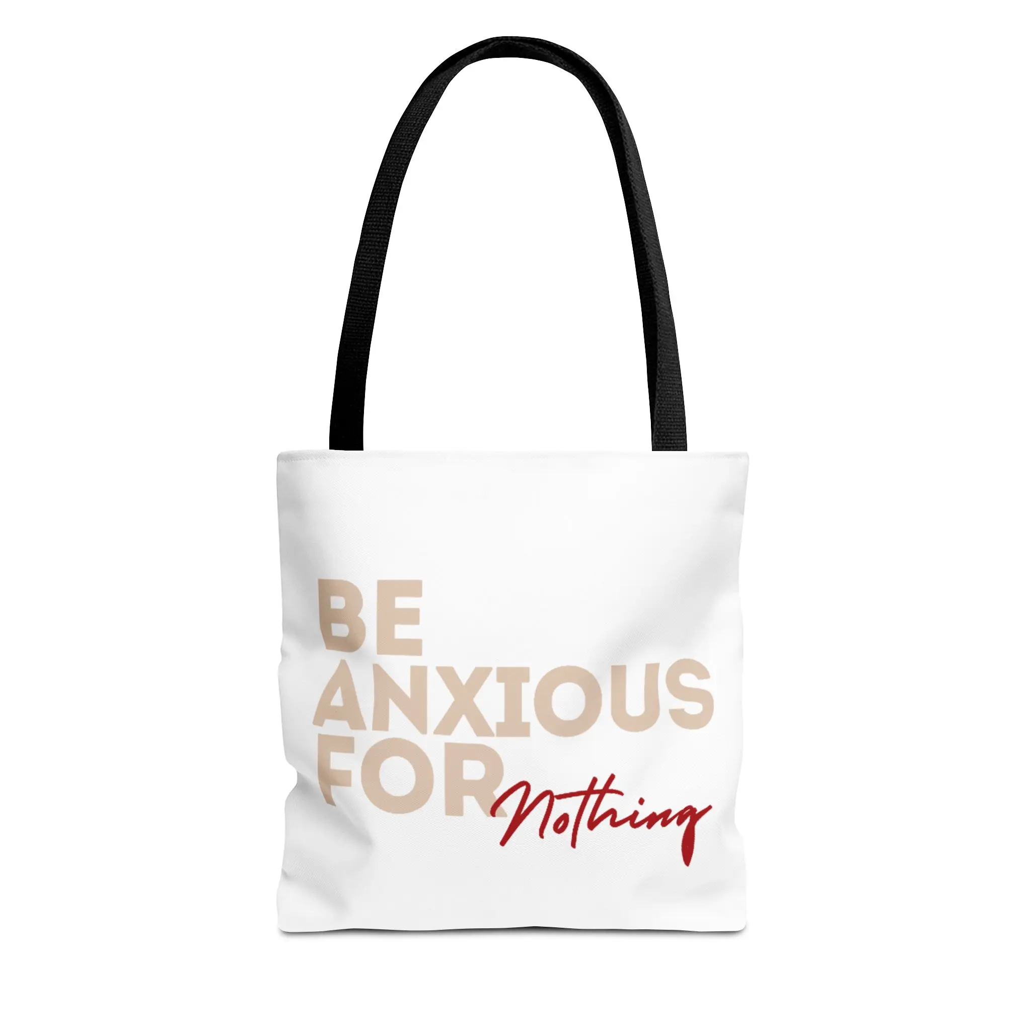 Anxious for Nothing Tote Bag, Worry Free Carryall, Anxiety Relief Tote, Inspirational Quote Bag, Christian Gift, Scripture Tote Bag