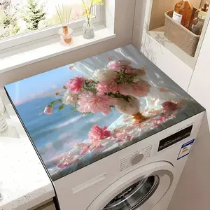 Dreamy Floral Diatomaceous Earth Washing Machine Mat, Non-Slip Pad, Durable Cover, Kitchen Countertop Protector, Home Washer Cover Cloth