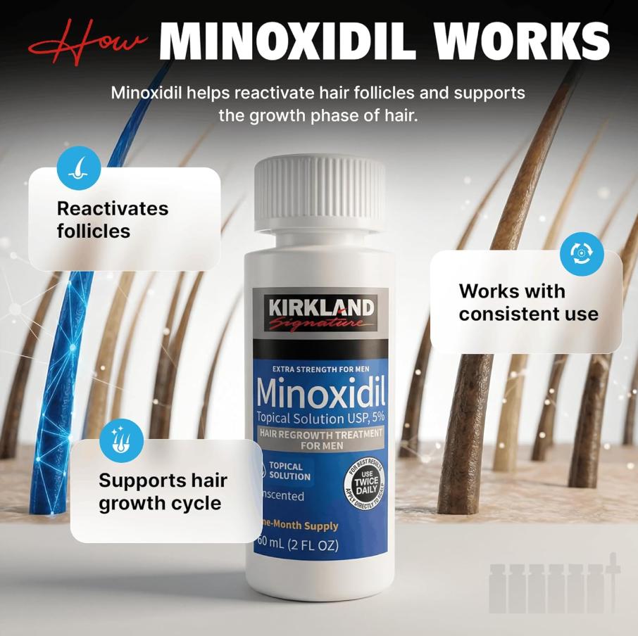 KIRKLAND Men's Special Minoxidil Hair Growth Solution, 5% Topical Solution, 6-Month Supply - Includes Dropper and Free Instructions
