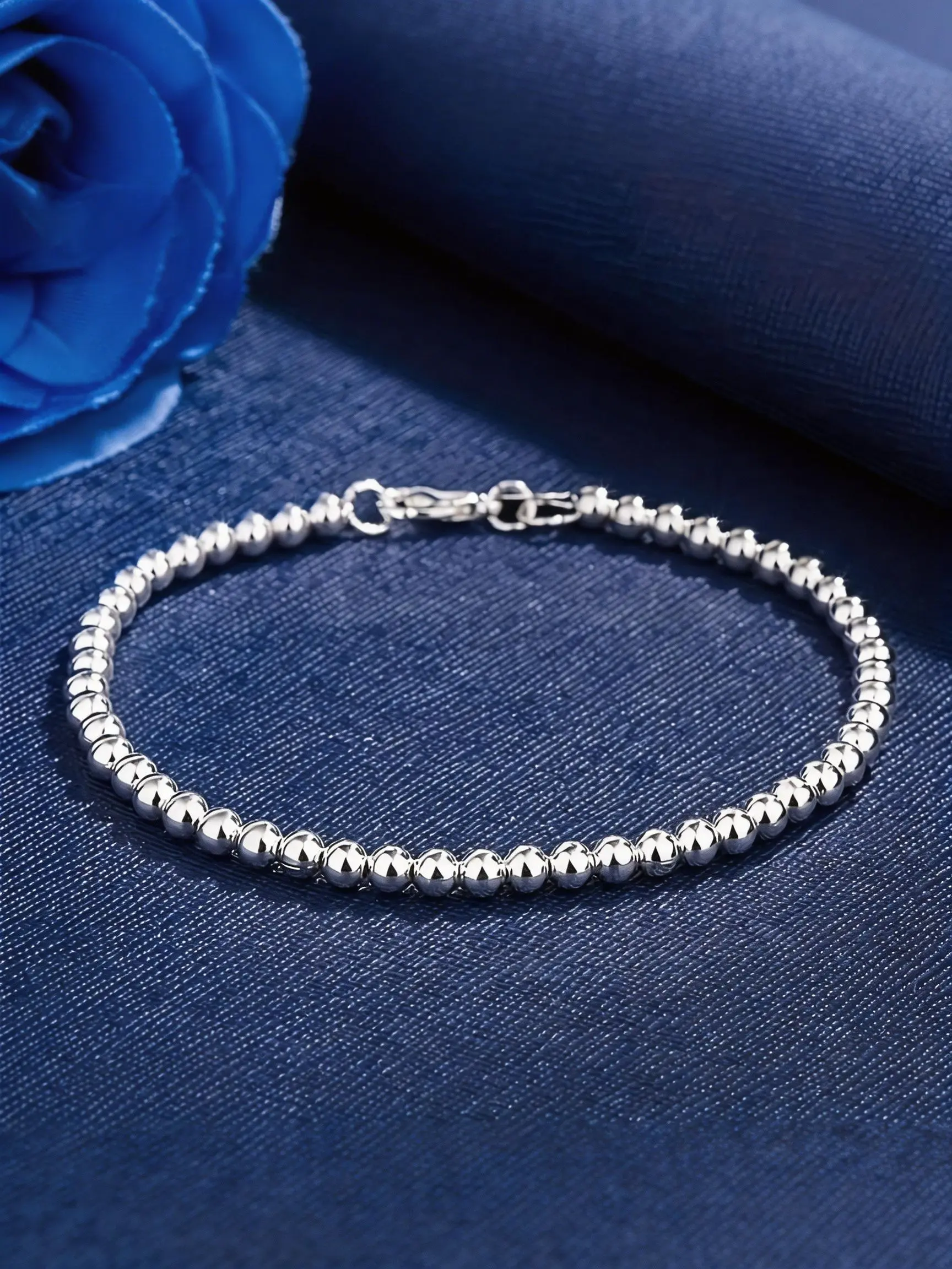 Elegant 925 Silver Bead Bracelet, Exquisite Bracelet, Perfect Gift for Valentine's Day and Anniversaries, Stylish Essential Jewelry for Special Occasions