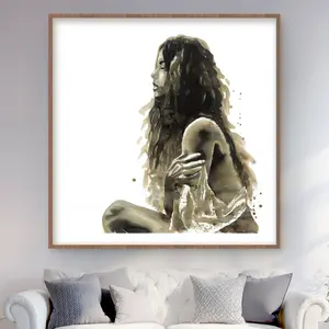 212 MAIN Framed Matted Sepia Art Print - 48x48 in. Artistic Woman Design Wooden Wall Art for Room, Living Spaces