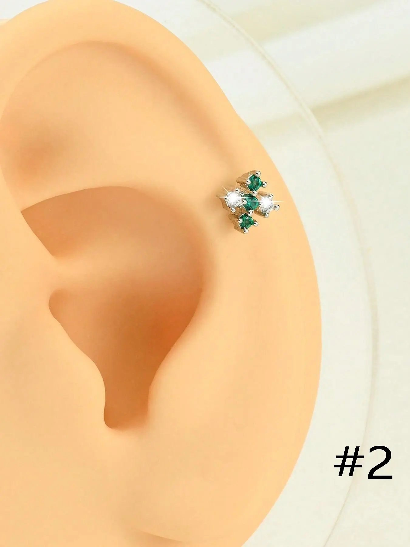 Cubic Zirconia Cartilage Earrings, Hypoallergenic Stainless Steel, Flat Back Design, Size 16mm, Suitable for Various Ear Piercings, Ear Studs
