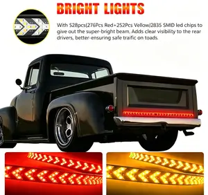 Upgraded 60-Inch Fishbone Shaped LED Tailgate Light Bar, LED Tailgate Lights with Arrow Turn Signals,Brake Running Sequential Turn Signal Strip Strobe Light Bar, IP67 Waterproof for Pickup Truck,SUV,RV,Car Light Embellishments,led lights for cars Lightbar