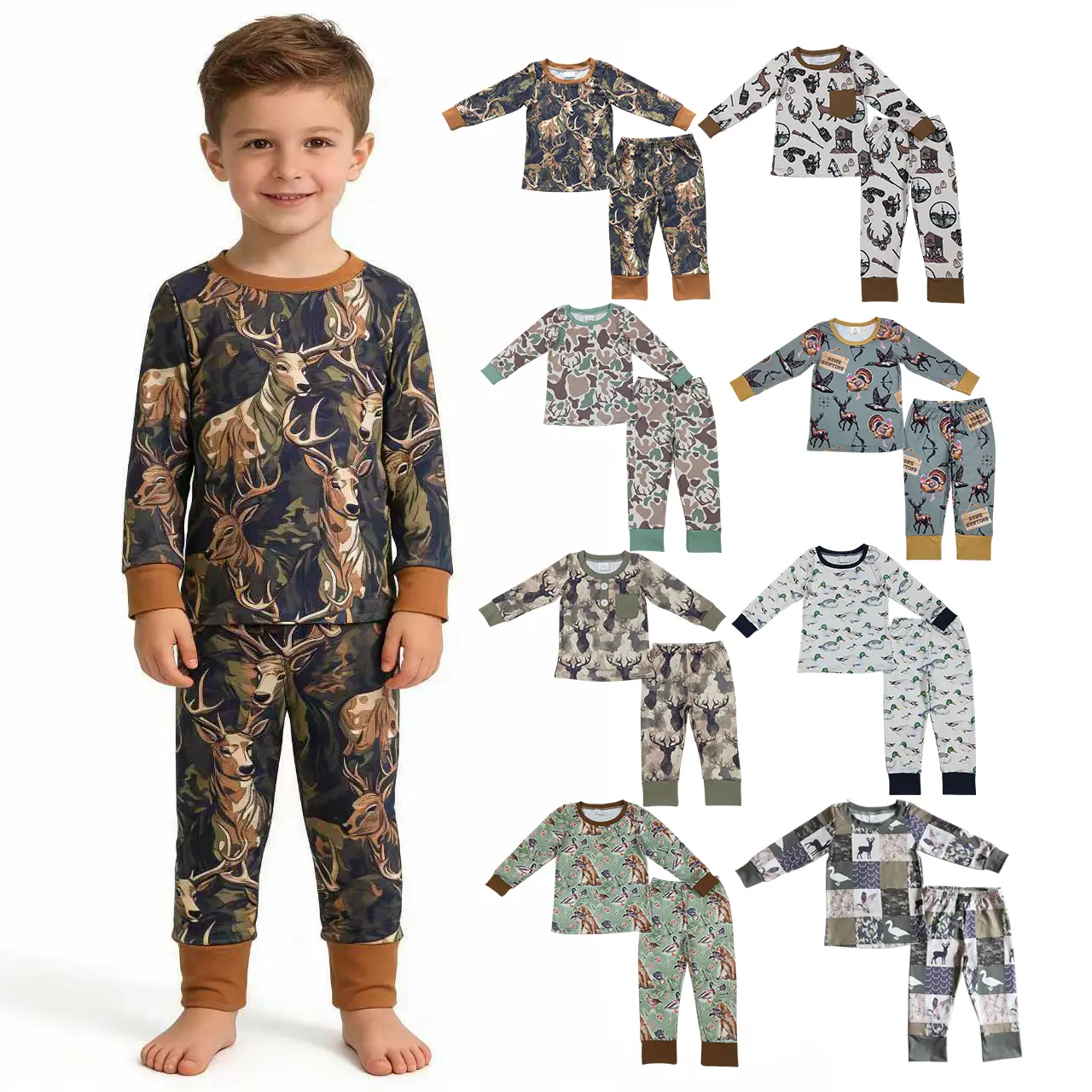 Kids Clothing Deer Hunting Toddler Boy Winter Pajamas Set Cute Clothes Set Sleep Wear