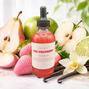 Pink Strawberry Moisturizing Body Oil with Strawberry, Vanilla, Bergamot, Apple, Pear, Heliotrope, Floral, Praline, Amber, Spice, Musk, Sandalwood for Radiant Skin by Karafa Essentials
