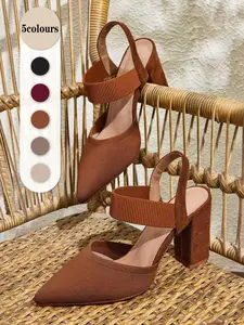 Women's Pointed Toe Stiletto High Heels, Elegant Fashion Classic Luxury Ladies' High Heeled Sandals, All-Season Fabric Shoes