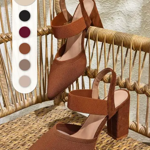 Women's Pointed Toe Shoes, Exquisite Elegant Fashion Classic Luxury Sandals, Medium Width, Rubber Sole, Plain High-Heeled Shoes, Sandals Heels