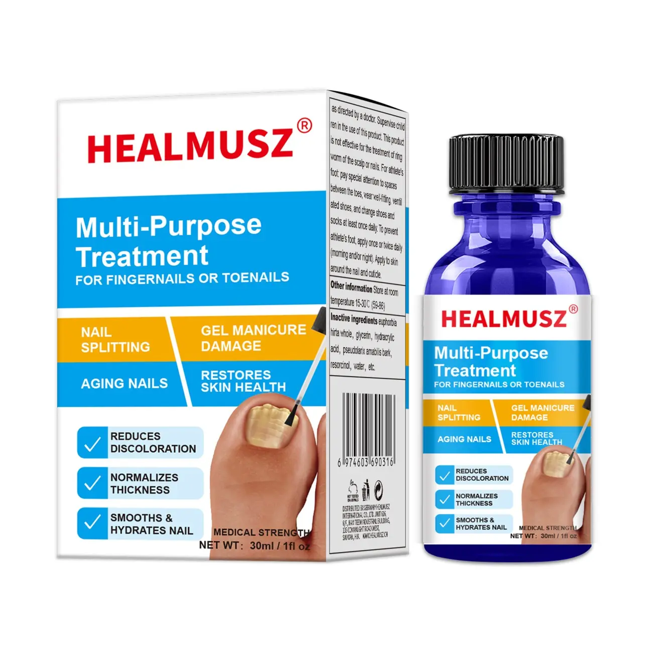 VAMY Multi-Purpose Nail Treatment Oil - 30ml Natural Nail Care Liquid (Propolis, Tea Tree, Ginger) for Adults, Antifungal Leave-On Cuticle Care & Gel Manicure Damage Repair, Lightweight (2x Daily Use), Antifungal Nail Repair