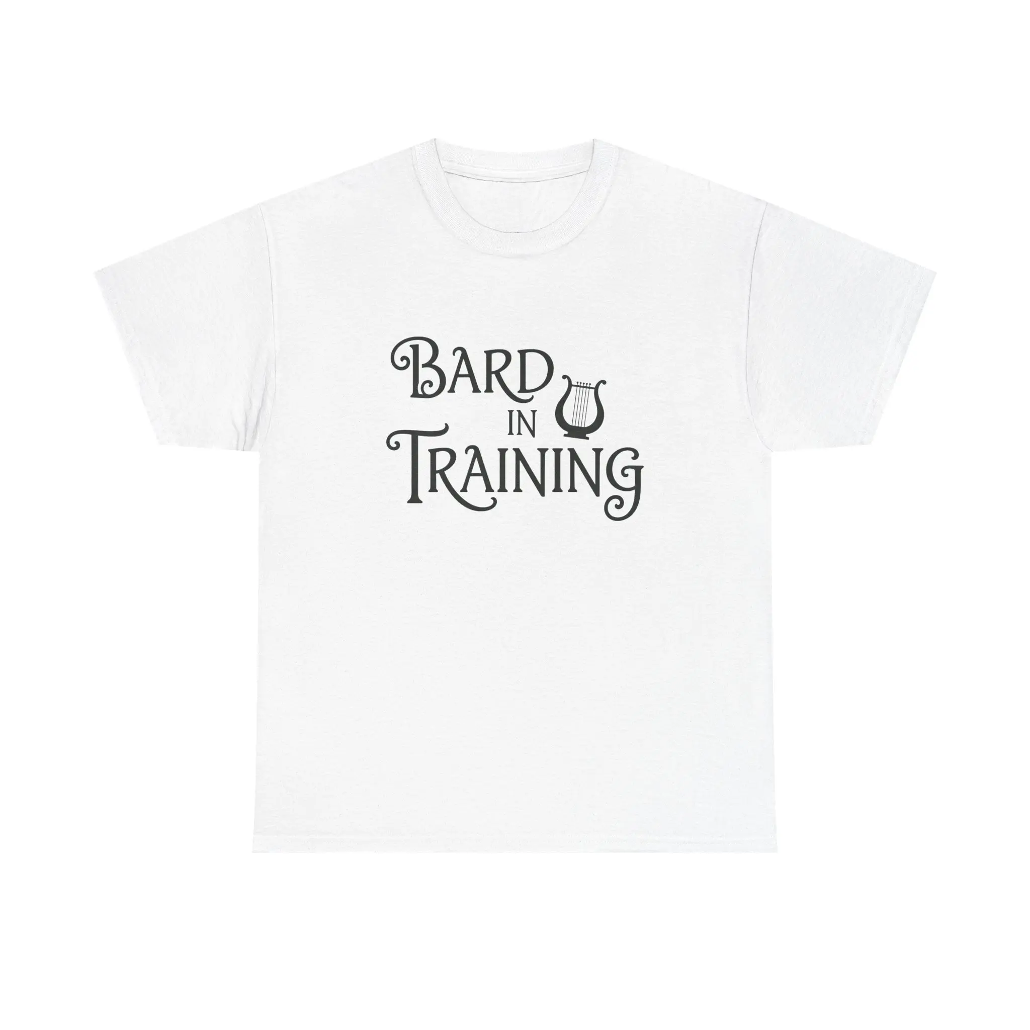 Bard in Training Unisex Heavy Cotton Tee, Funny Gamer Shirt, Novelty Tee, Unique Gift for Gamers, Roleplaying T-Shirt