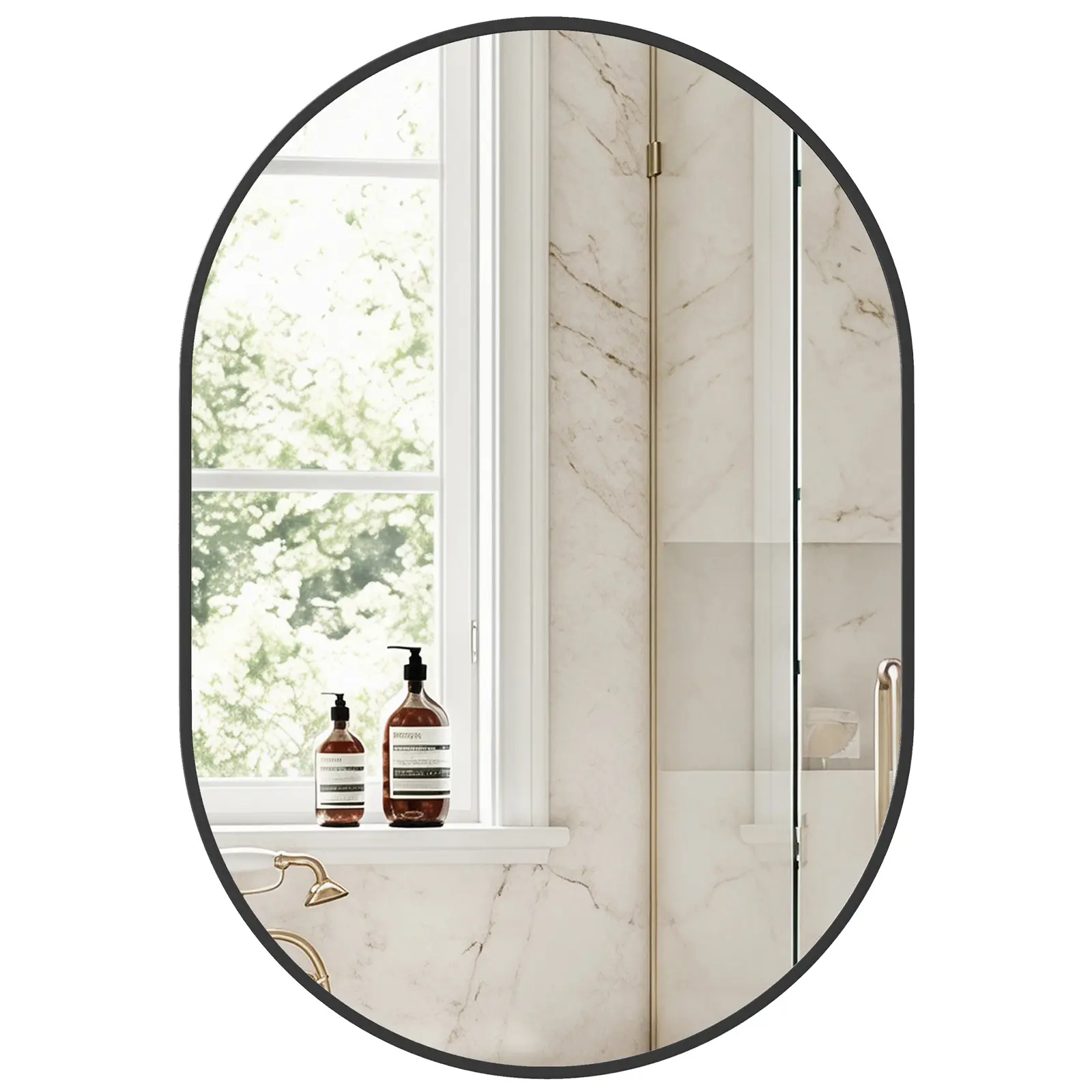 Oval Bathroom Mirror with Explosion Proof Tempered Glass, Rust Proof Aluminum Alloy Frame Wall Mirror for Over Sink Bedroom