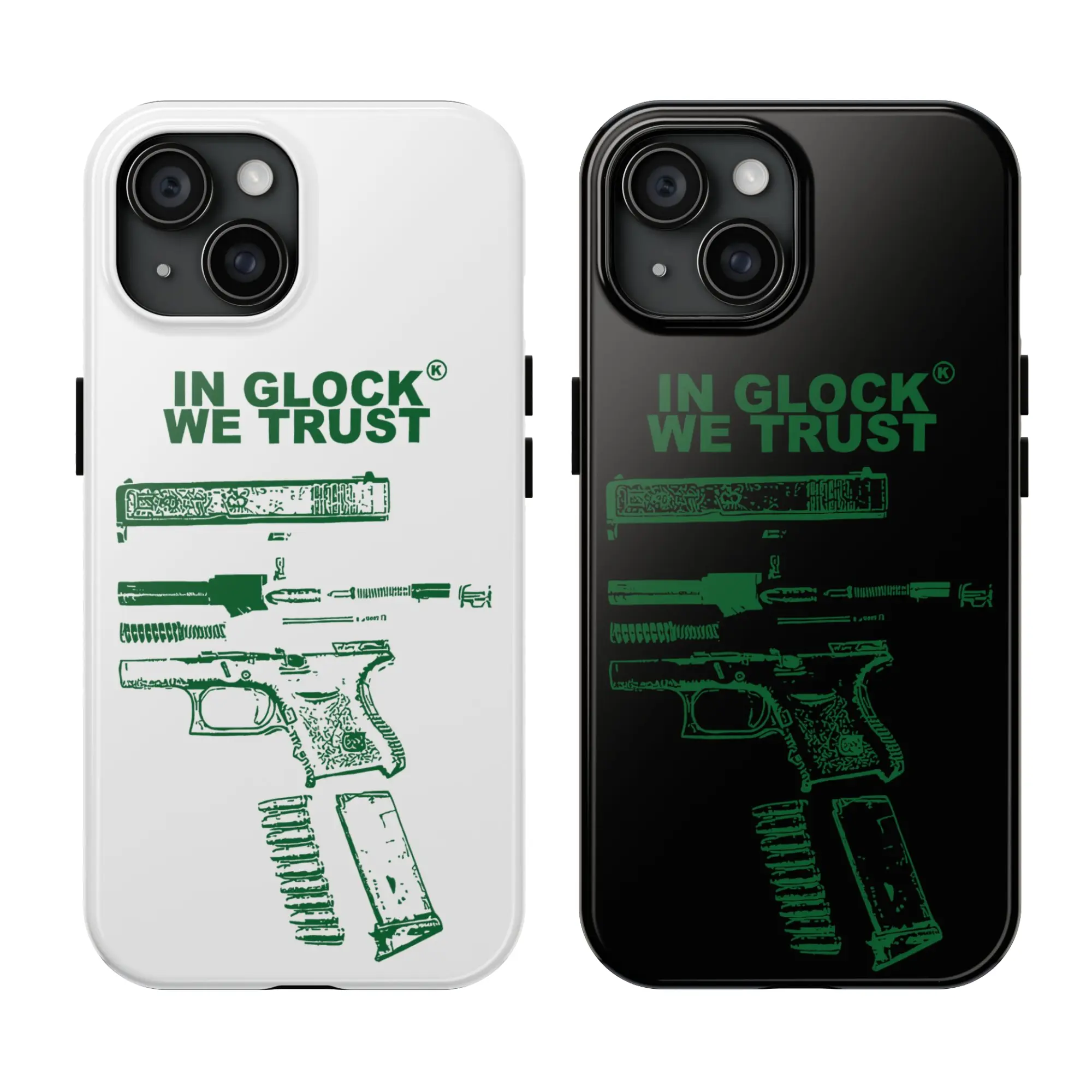 "Tough 'In Glock We Trust' Shockproof Cellphone Cover - Lightweight Accessory,Casing for iOS Devices,iPhone 8,X,11,12,13,14,15 (Pro,Pro Max,Plus,Mini) - Mobile Phone Accessories"