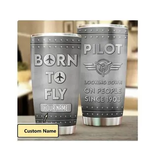 Personalized Tumbler, Born to Fly, Pilot Gift, Custom Name Pilot Tumbler, Aviation gift, Aviator Gift For Him, Flying Tumbler Christmas Gift