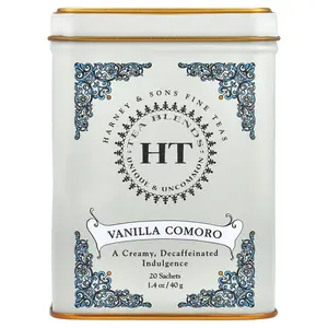 Harney & Sons HT Tea Blends, Vanilla Comoro, Decaffeinated, 20 Tea Sachets, 1.4 oz (40 g)
