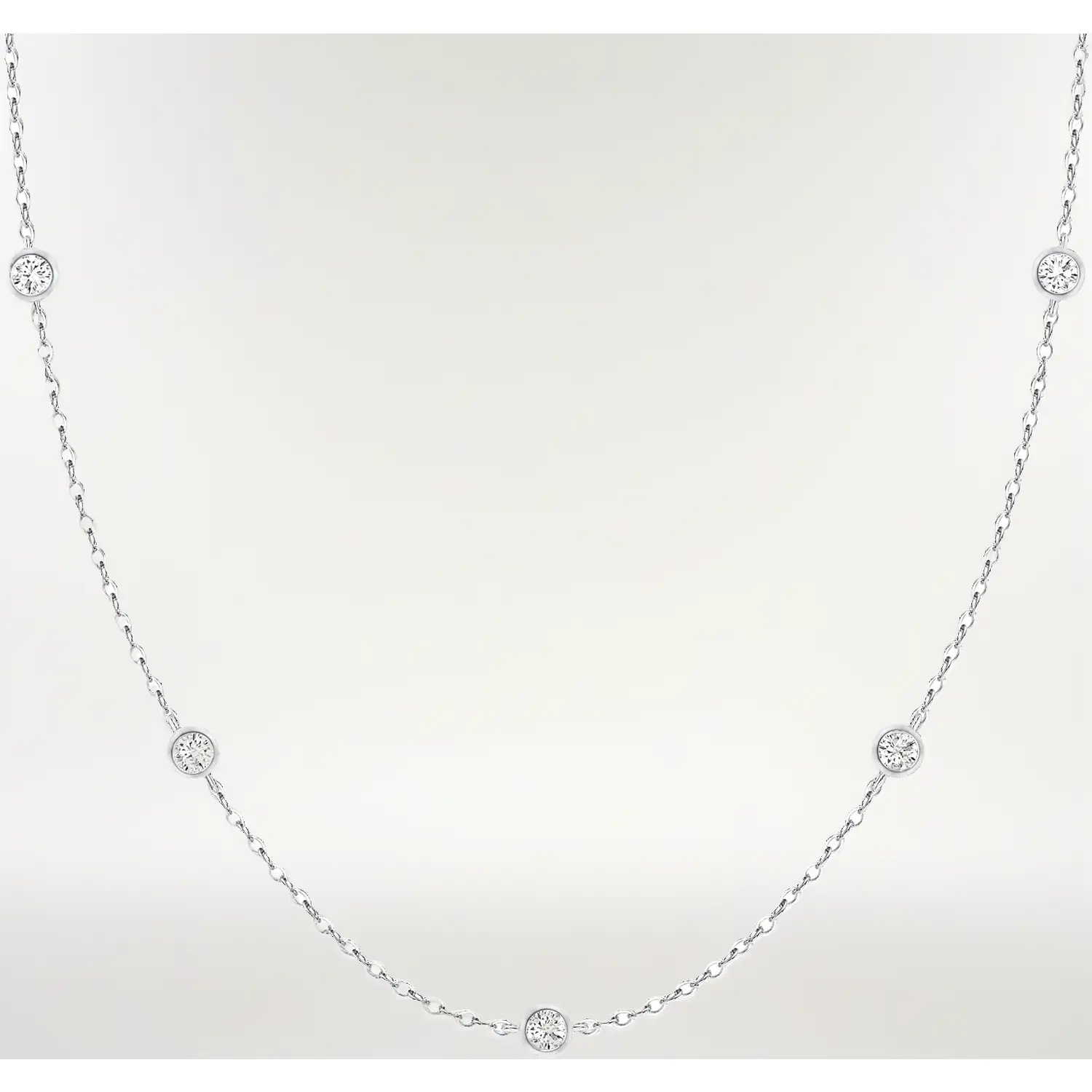 B- CZ Station Necklace-Silver