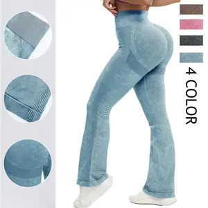 Women's High Waist Tummy Control Butt Lifting Flare Leg Yoga Pants Long Length Casual Athletic Nylon Elastane Leggings